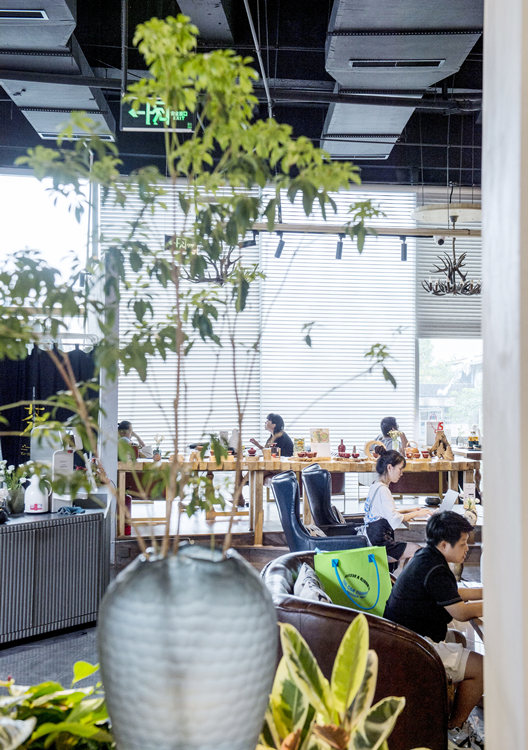 客人在荼予茶館品茶、聊天。青羊區融媒體中心供圖