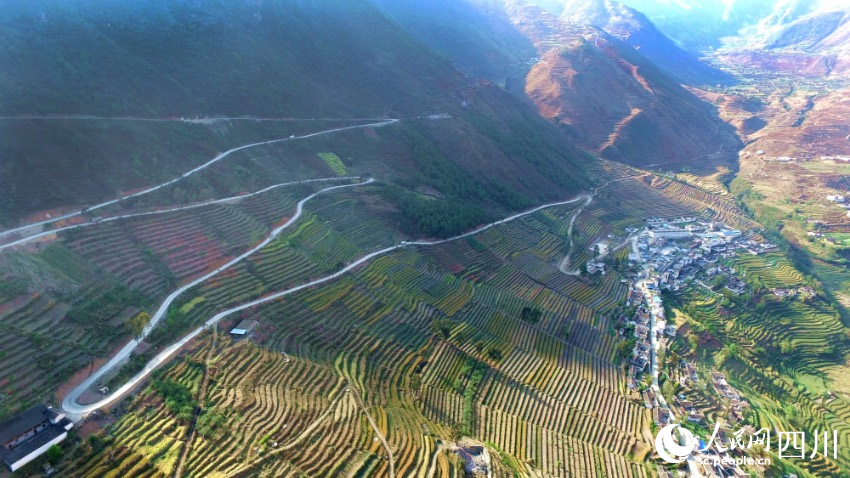 寧南縣大同鄉迎豐村通村水泥路。謝莉攝