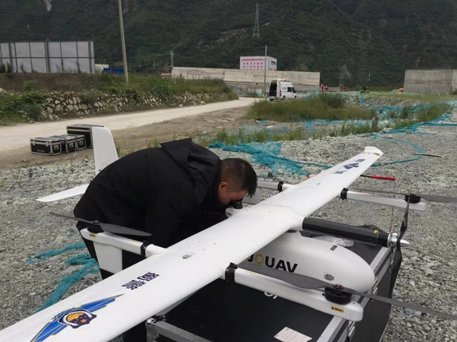 縱橫大鵬CW-15測繪無人機系統完成瀘定震中磨西鎮數字正射影像圖。四川省應急管理廳供圖