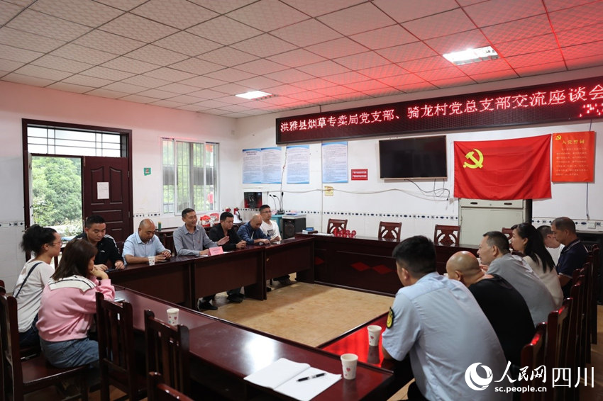 洪雅煙草黨支部與騎龍村黨總支部開展交流座談會。卓雪攝
