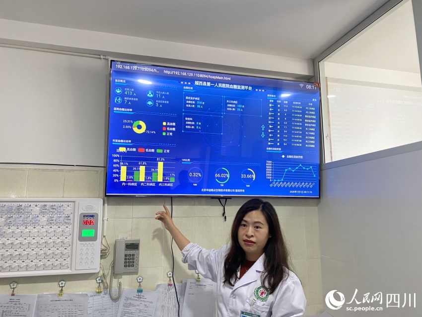 林仿介紹血糖智能管理系統。 實習生 楊妍冰攝