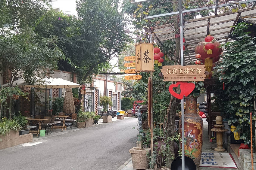 小巷子里的休閑場景。玉林街道辦事處供圖