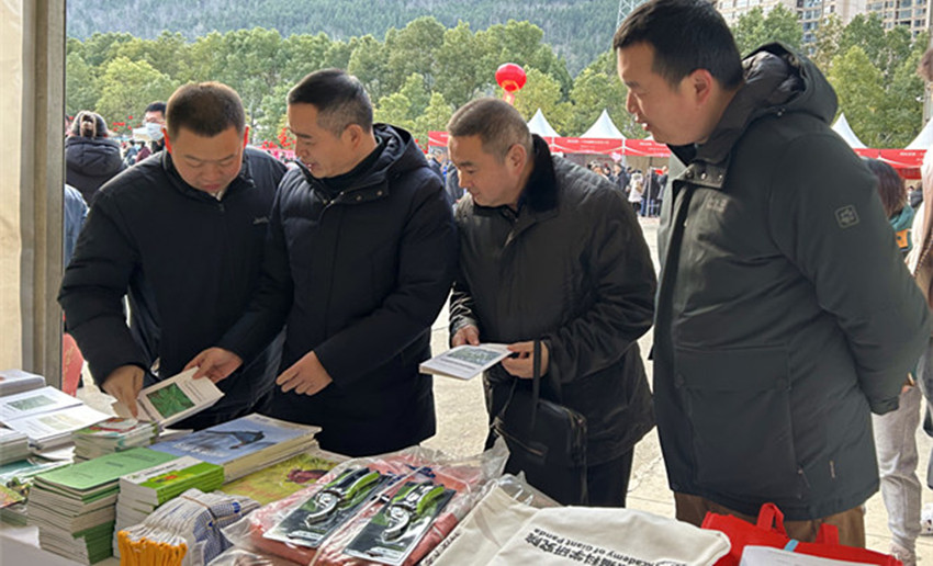 林草技術專家們在“迎新春科技大場”活動現場發放技術資料并開展咨詢服務。四川省林草局供圖