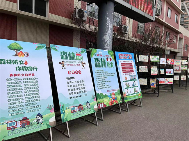 “2024年資陽市中小學校森林防滅火主題教育”啟動儀式，標識科普宣傳。圖片來源：楊維麗
