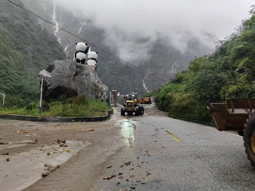 現場正在施工搶險。臥龍特區供圖