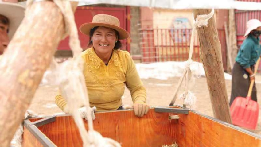 青稞豐收村民笑開顏。德格縣委宣傳部供圖