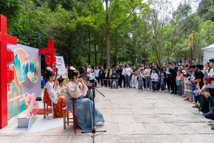 游客駐足觀看文藝演出。楊文波供圖