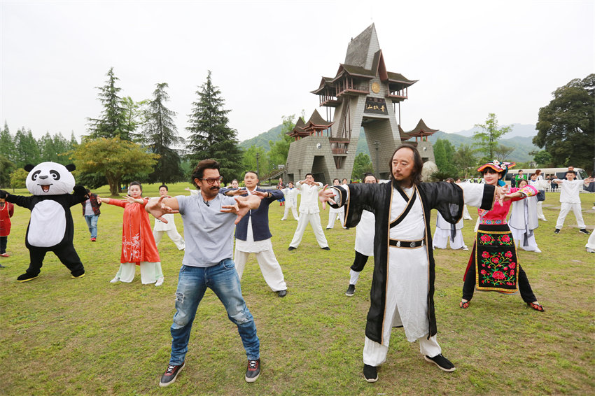 國際影星阿米爾汗學習青城太極。劉綏濱供圖