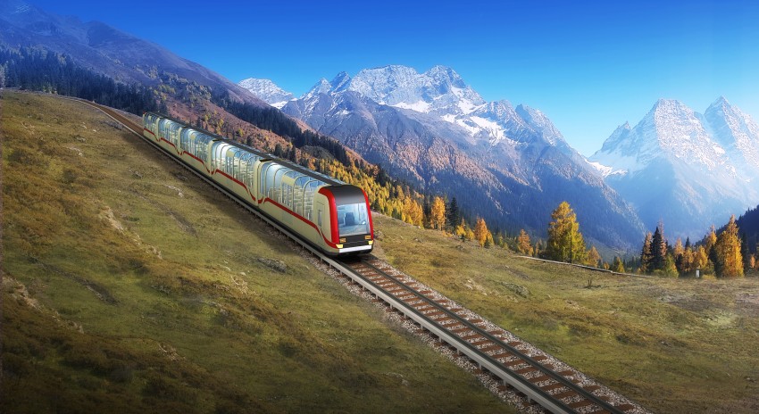 都江堰至四姑娘山山地軌道交通列車示意圖。蜀道集團供圖