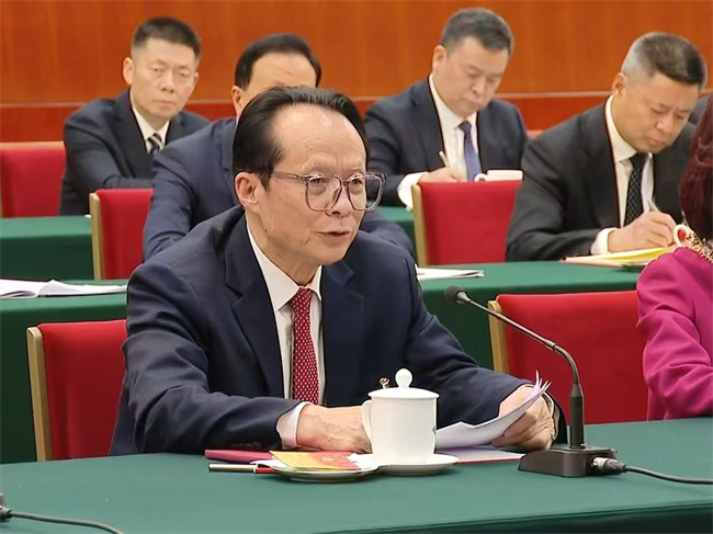 全國人大代表、好醫生藥業集團董事長耿福能在會上發言。好醫生藥業集團供圖