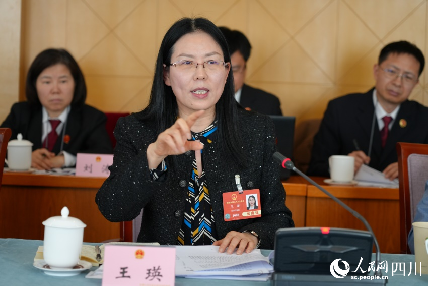 全國人大代表、廣安市副市長王瑛。人民網記者 李平攝