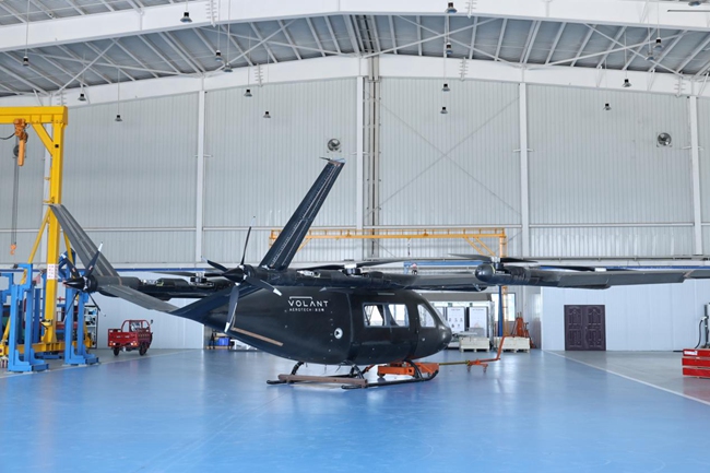 首架“自貢造”沃蘭特VE25-100型電動垂直起降飛行器（eVTOL）原型機正式下線。陳天航供圖