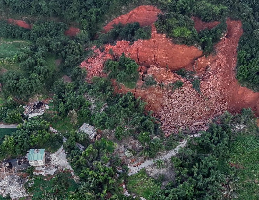 航拍受災區域。瀘州市自然資源和規劃局供圖