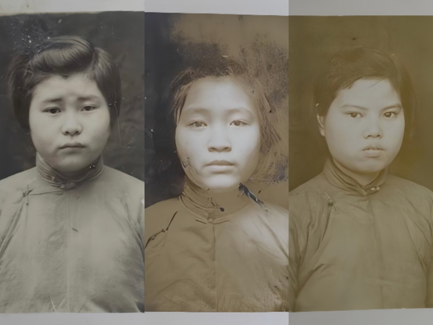 姚志純、鐘開慧、周義容3名學生照片。資中縣檔案館供圖