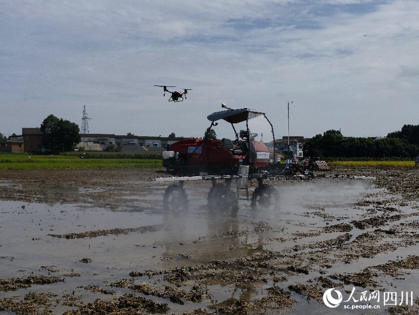 無人駕駛雙系統噴施機。人民網記者 朱虹攝