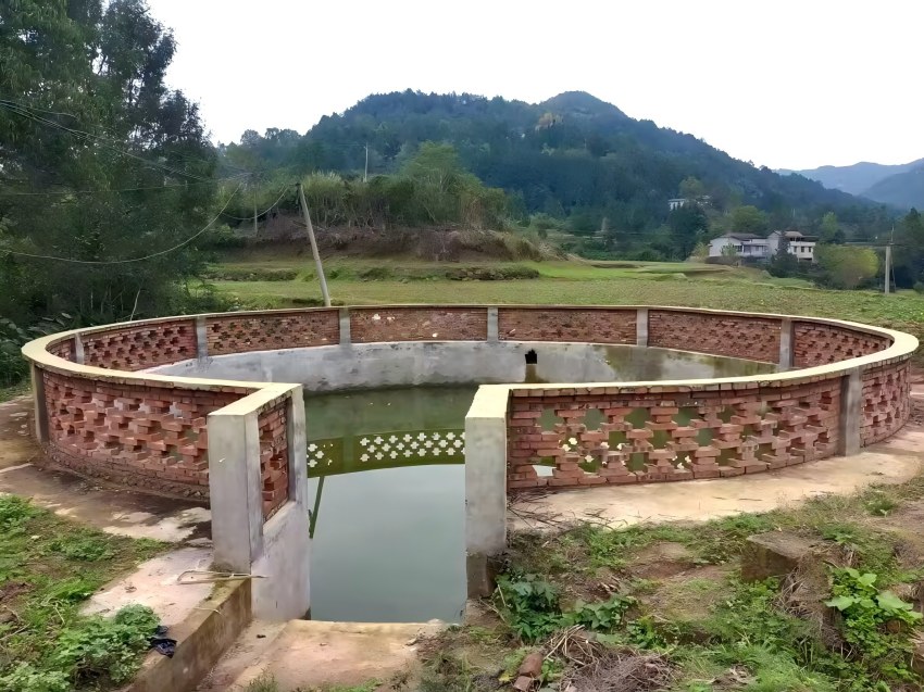 閬中市煙草專賣局（分公司）援建水池全景。閬中市煙草專賣局供圖